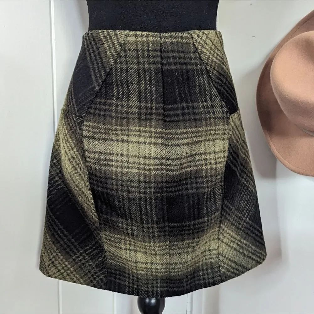 Vivienne Tam Wool Plaid Skirt 8 Grunge Dark Academia Y2K 90s Rebel Punk